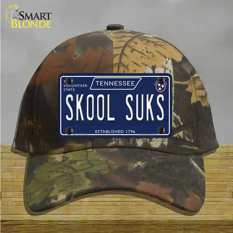 Skool Suks Tennessee Blue Novelty License Plate Hat Tag Cotton / Camoflauge