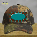 Teal Brown Polka Dot Center Oval Novelty License Plate Hat Cotton / Camoflauge