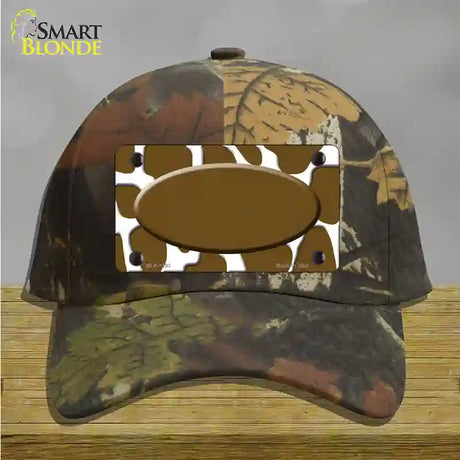 Brown White Giraffe Center Oval Novelty License Plate Hat Cotton / Camoflauge