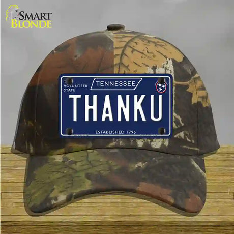 Thank U Tennessee Blue Novelty License Plate Hat Tag Cotton / Camoflauge