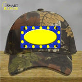 Yellow Royal Blue Polka Dot Center Oval Novelty License Plate Hat Cotton / Camoflauge