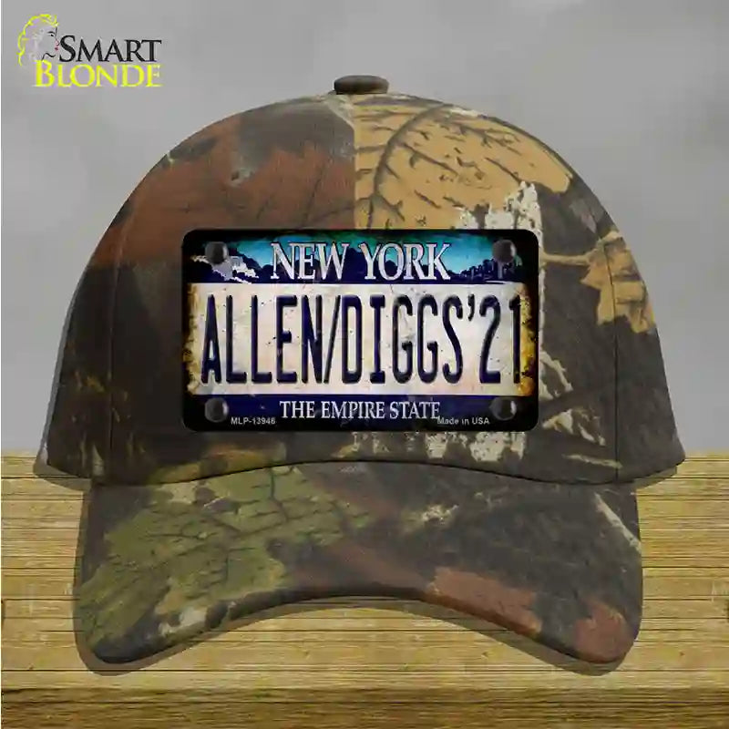 Allen Diggs 21 NY Blue Novelty License Plate Hat Tag Cotton / Camoflauge