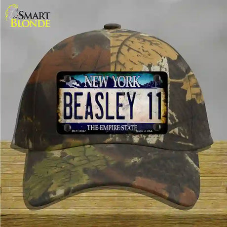 Beasley 11 New York Blue Novelty License Plate Hat Tag Cotton / Camoflauge