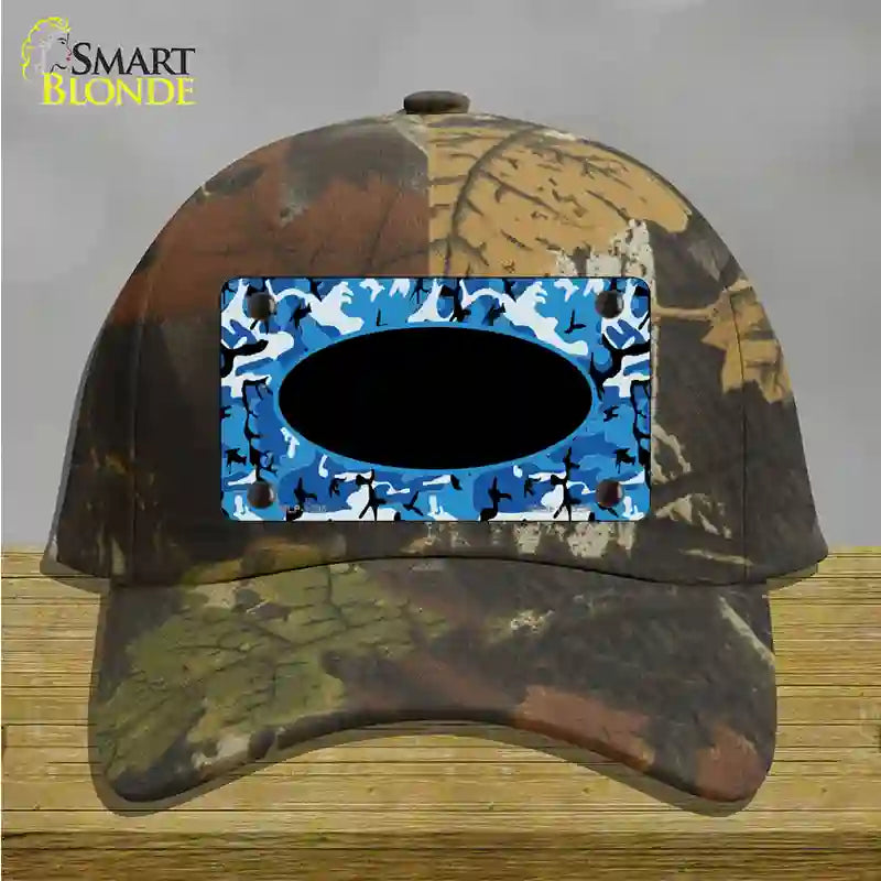 Blue Camo With Black Center Oval Novelty License Plate Hat Cotton / Camoflauge