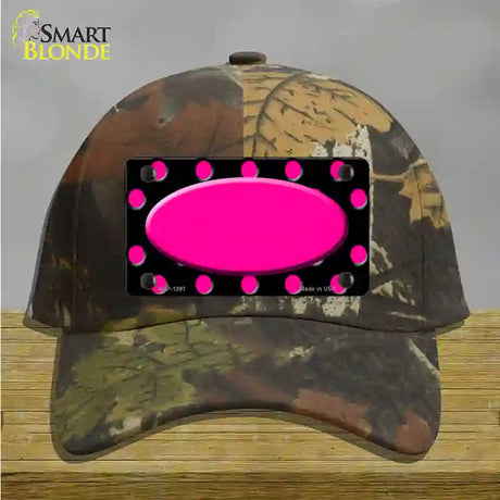 Pink Black Polka Dot Pink Center Oval Black Novelty License Plate Hat Cotton / Camoflauge