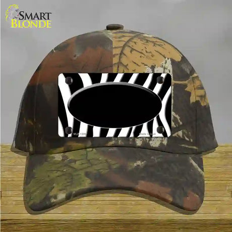 Black White Zebra Center Oval Novelty License Plate Hat Cotton / Camoflauge