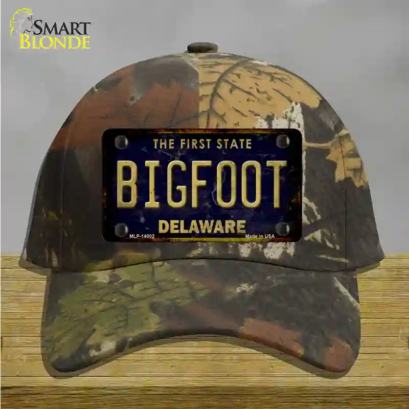 Bigfoot Delaware Novelty License Plate Hat Tag Cotton / Camoflauge