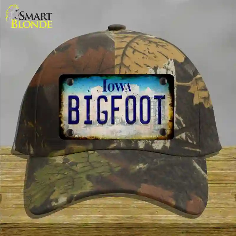 Bigfoot Iowa Novelty License Plate Hat Tag Cotton / Camoflauge