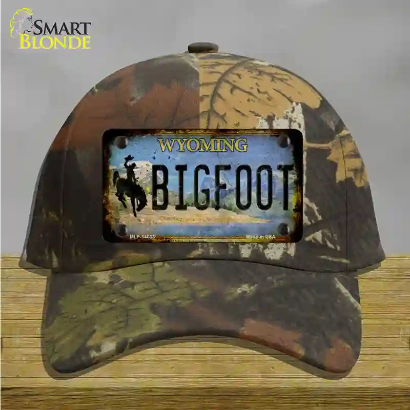 Bigfoot Wyoming Novelty License Plate Hat Tag Cotton / Camoflauge