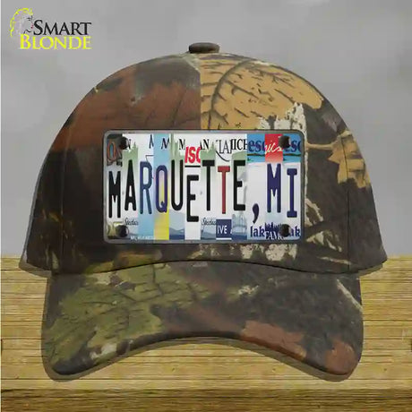 Marquette MI Strip Art Novelty License Plate Hat Tag Cotton / Camoflauge