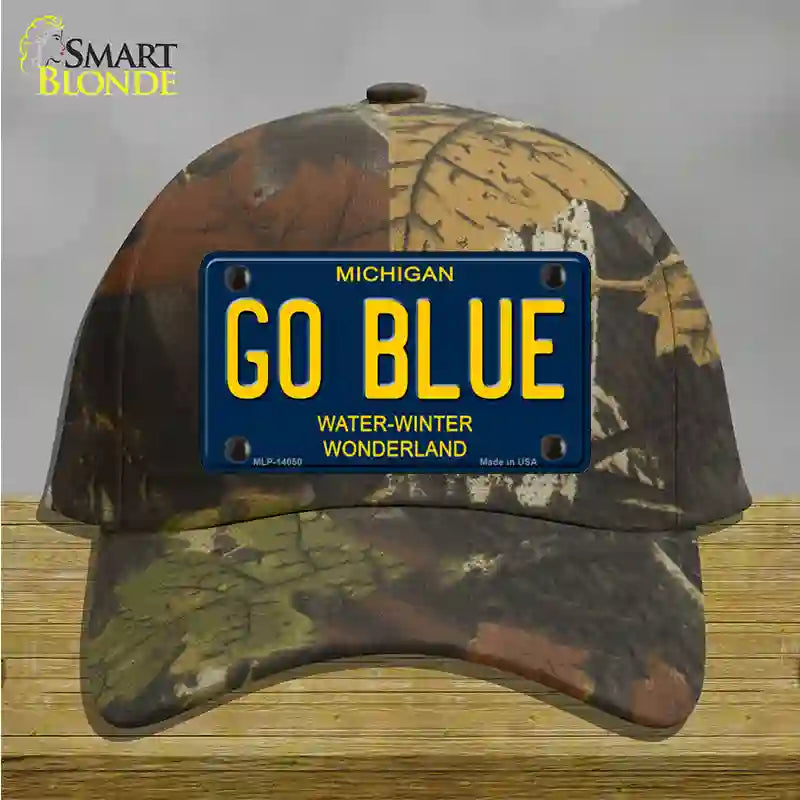 Go Blue Michigan Blue Novelty License Plate Hat Cotton / Camoflauge