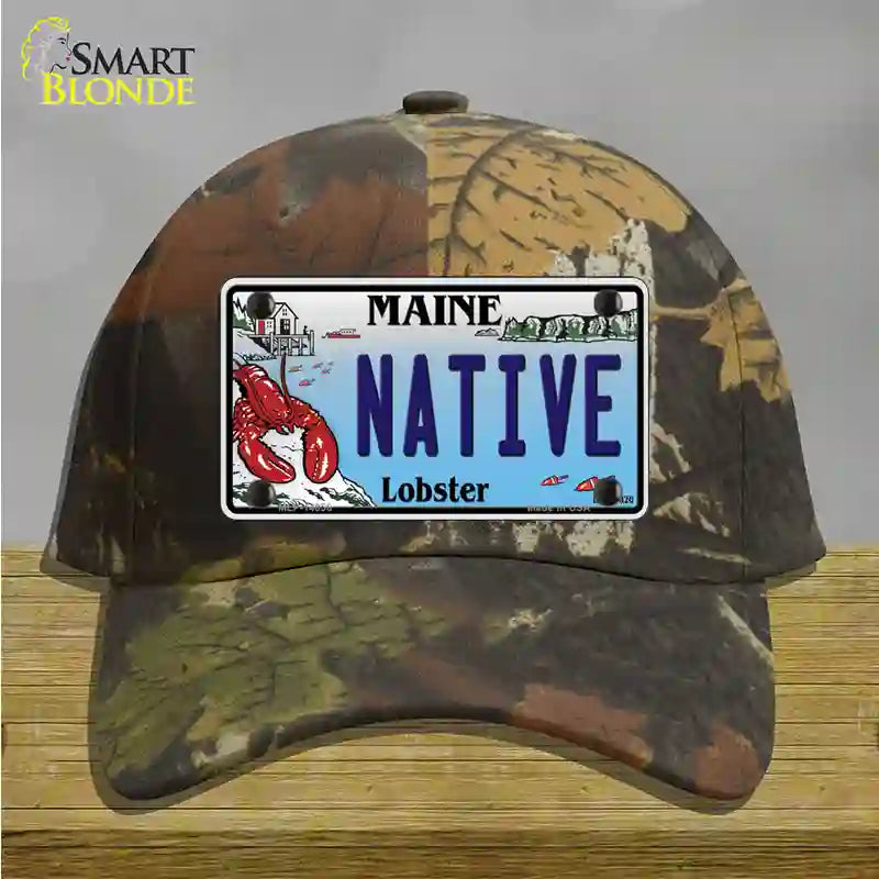 Native Maine Lobster Novelty License Plate Hat Cotton / Camoflauge