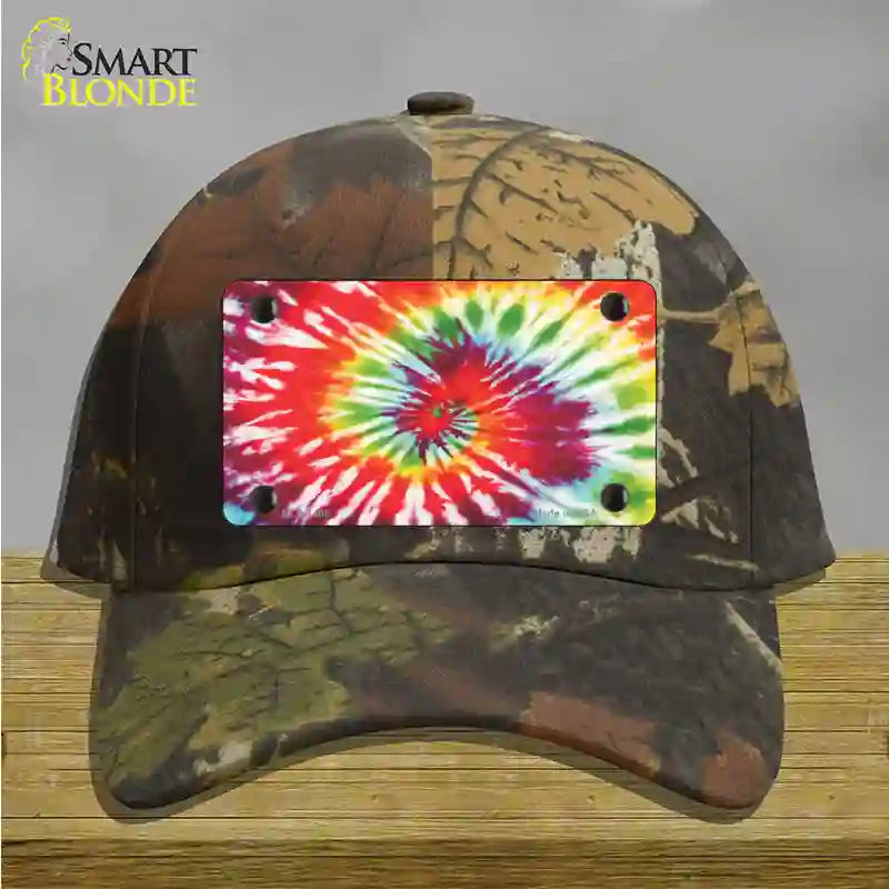 Red Swirl Tie-Dye Novelty License Plate Hat Cotton / Camoflauge