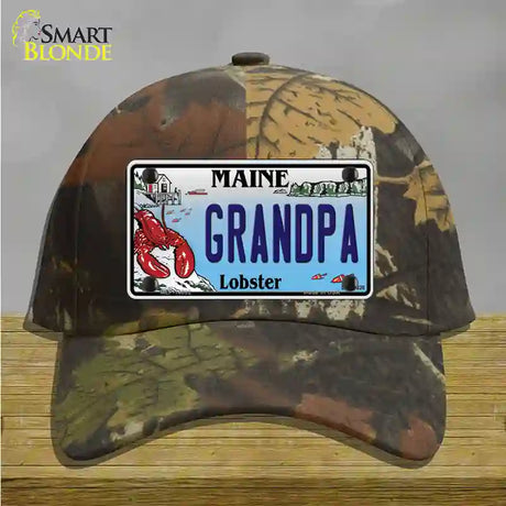 Grandpa Maine Lobster Novelty License Plate Hat Cotton / Camoflauge