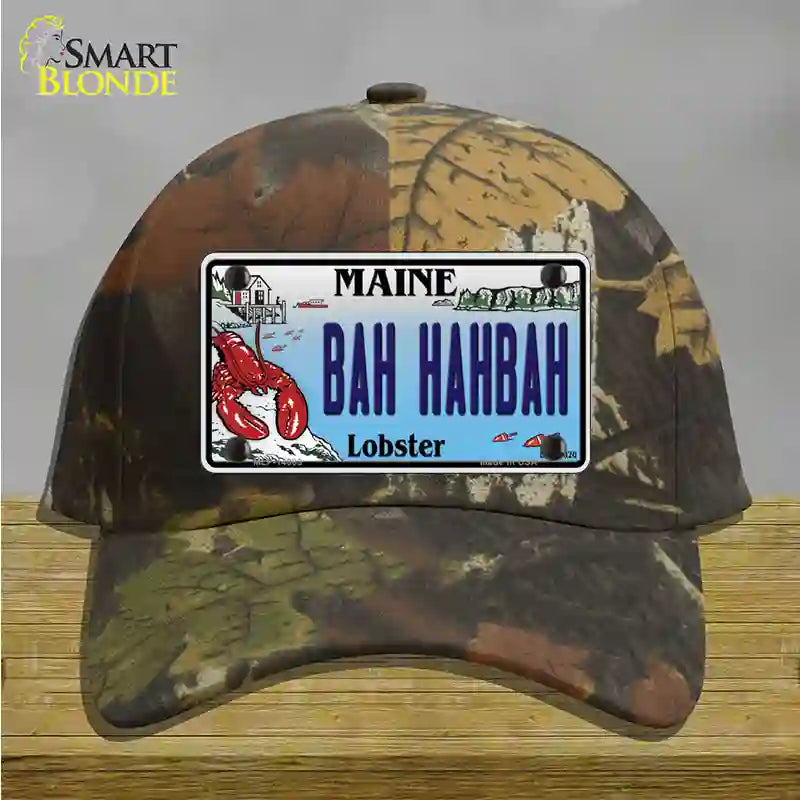 Bah Hahbah Maine Lobster Novelty License Plate Hat Cotton / Camoflauge