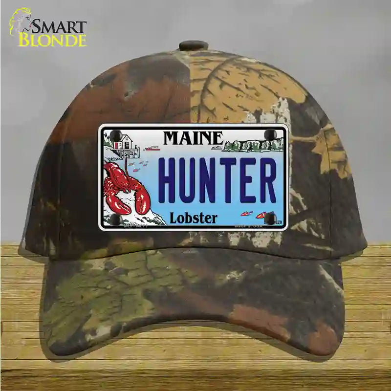 Hunter Maine Lobster Novelty License Plate Hat Cotton / Camoflauge