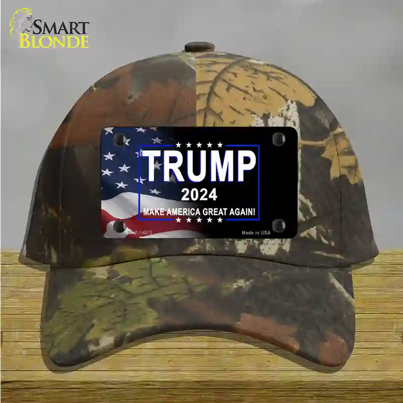 Trump 2024 Flag | Black Novelty License Plate Hat Cotton / Camoflauge