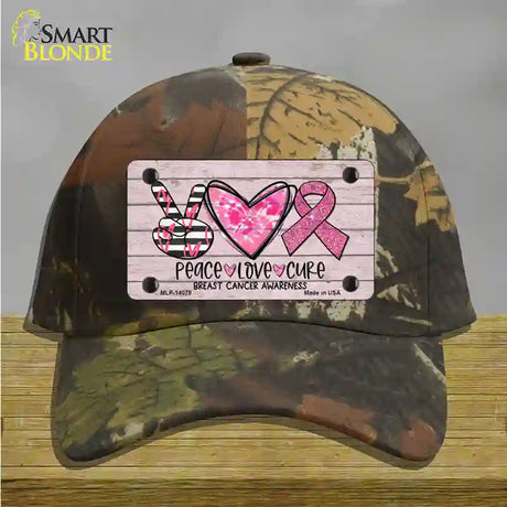 Peace Love Cure Novelty License Plate Hat Cotton / Camoflauge