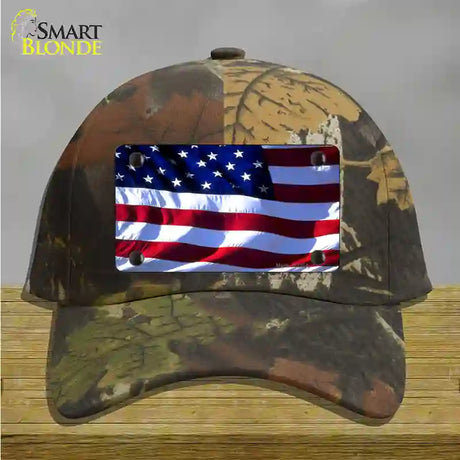 American Flag Wavy Novelty License Plate Hat Cotton / Camoflauge