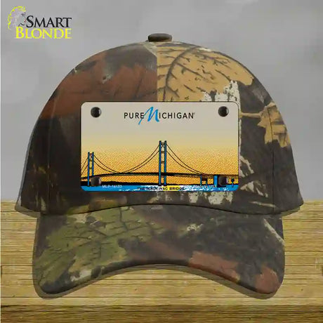 Pure Michigan Mackinac Bridge Novelty License Plate Hat Cotton / Camoflauge