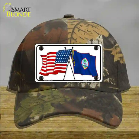 Guam Crossed US Flag Novelty License Plate Hat Cotton / Camoflauge