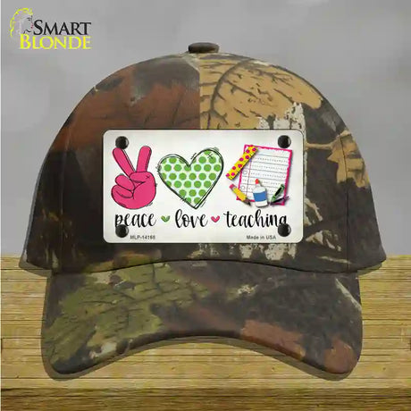 Peace Love Teaching Novelty License Plate Hat Cotton / Camoflauge