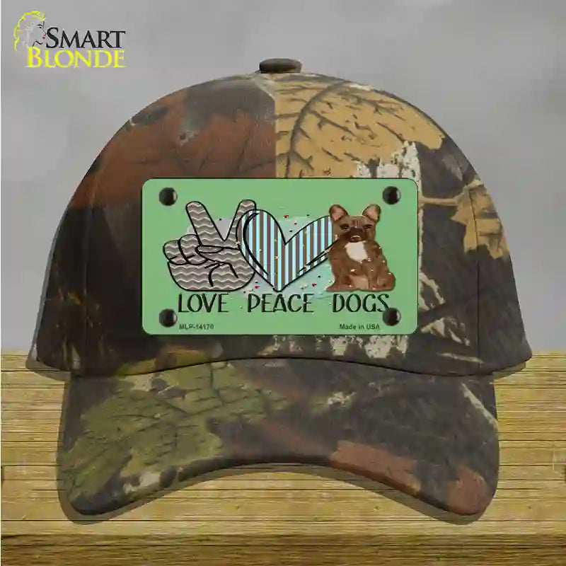 Peace Love Dogs Novelty License Plate Hat Cotton / Camoflauge