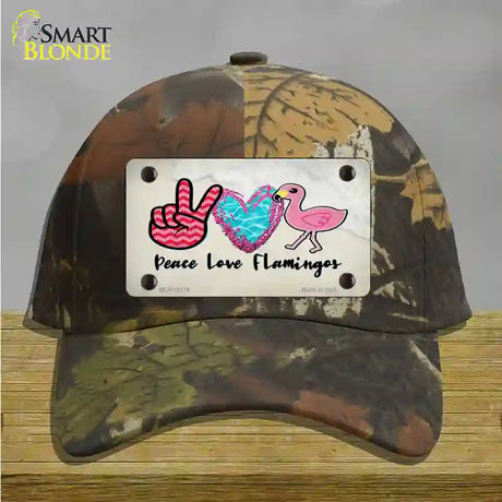 Peace Love Flamingos Novelty License Plate Hat Cotton / Camoflauge