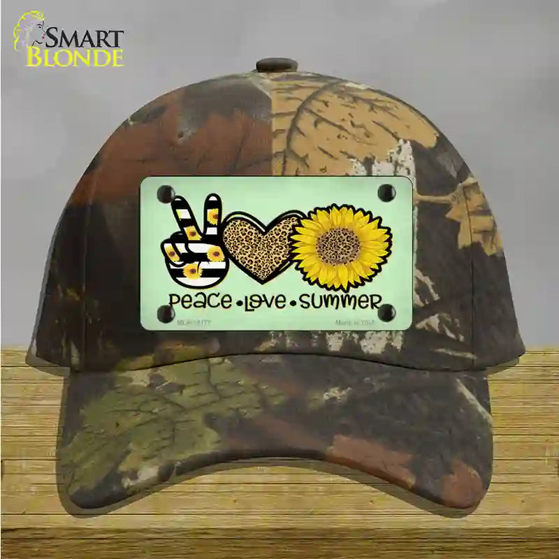 Peace Love Summer Sunflower Novelty License Plate Hat Cotton / Camoflauge