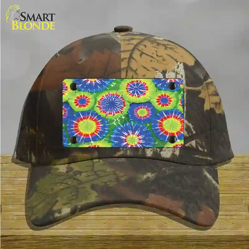 Blue Green Tie-Dye Novelty License Plate Hat Cotton / Camoflauge