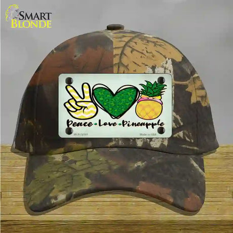 Peace Love Pineapple Novelty License Plate Hat Cotton / Camoflauge