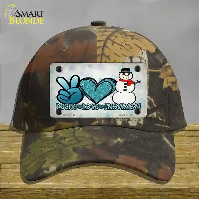 Peace Love Snowman Novelty License Plate Hat Cotton / Camoflauge