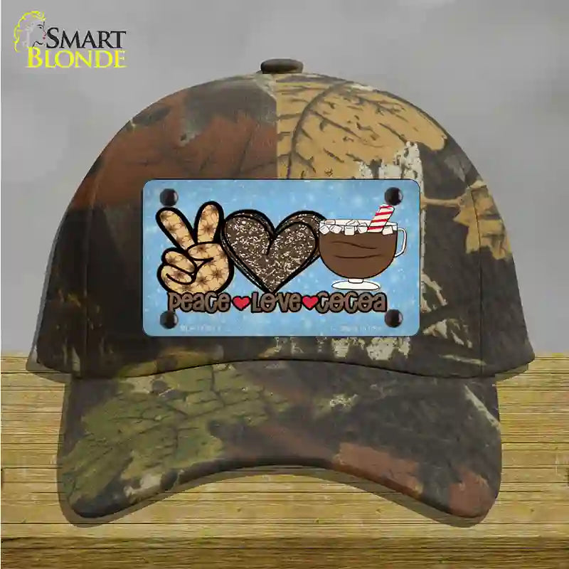 Peace Love Cocoa Novelty License Plate Hat Cotton / Camoflauge