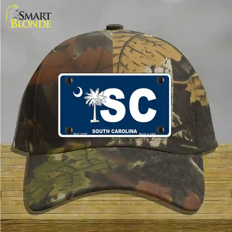 SC South Carolina Flag Novelty License Plate Hat Cotton / Camoflauge