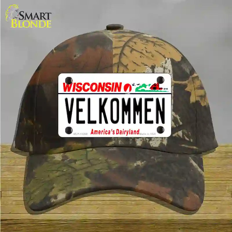 Velkommen Wisconsin Novelty License Plate Hat Cotton / Camoflauge