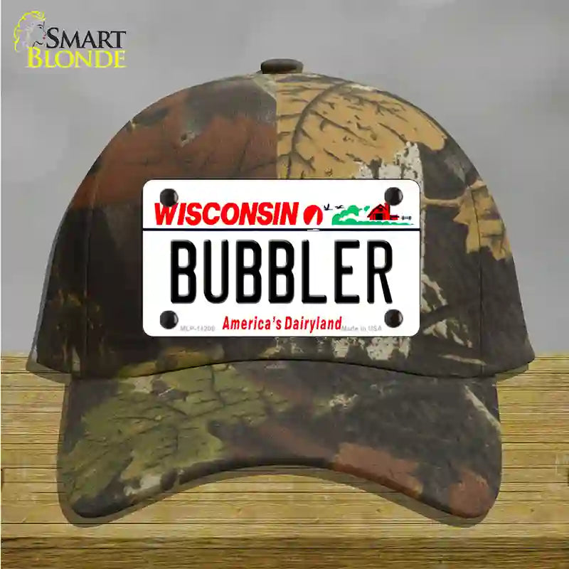 Bubbler Wisconsin Novelty License Plate Hat Cotton / Camoflauge