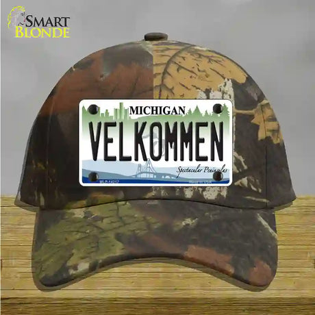 Velkommen Michigan Novelty License Plate Hat Cotton / Camoflauge