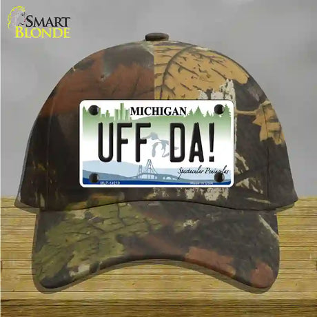 Uff Da Michigan Novelty License Plate Hat Cotton / Camoflauge