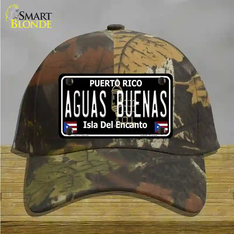 Aguas Buenas Puerto Rico Black Novelty License Plate Hat Cotton / Camoflauge