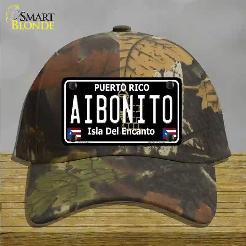 Aibonito Puerto Rico Black Novelty License Plate Hat Cotton / Camoflauge