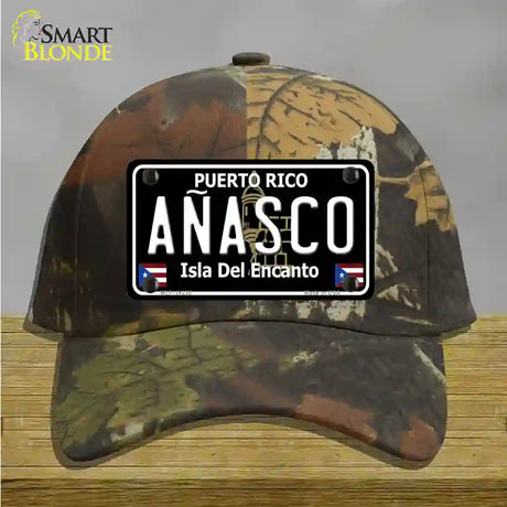 Anasco Puerto Rico Black Novelty License Plate Hat Cotton / Camoflauge