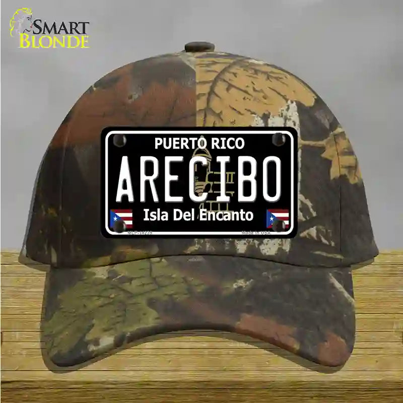 Arecibo Puerto Rico Black Novelty License Plate Hat Cotton / Camoflauge