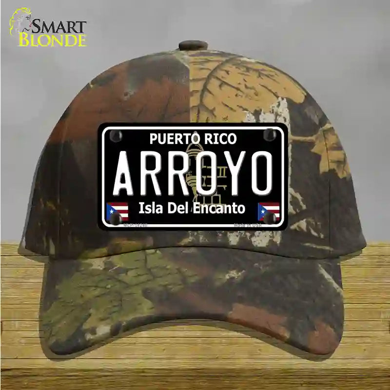 Arroyo Puerto Rico Black Novelty License Plate Hat Cotton / Camoflauge