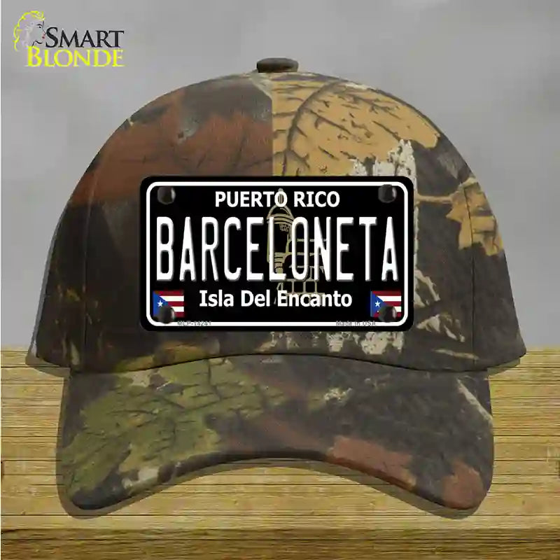 Barceloneta Puerto Rico Black Novelty License Plate Hat Cotton / Camoflauge