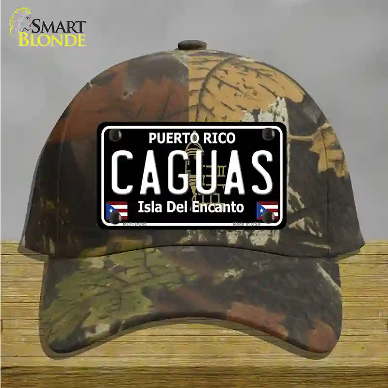 Caguas Puerto Rico Black Novelty License Plate Hat Cotton / Camoflauge