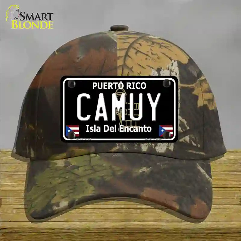 Camuy Puerto Rico Black Novelty License Plate Hat Cotton / Camoflauge