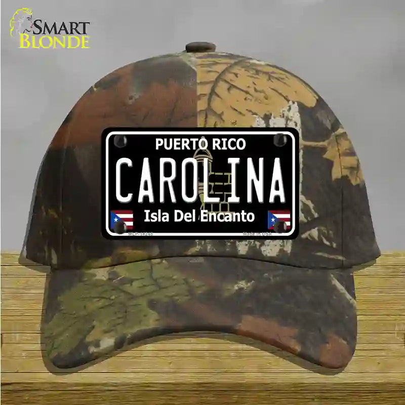 Carolina Puerto Rico Black Novelty License Plate Hat Cotton / Camoflauge