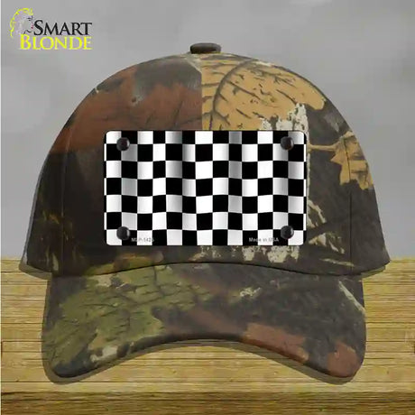 Waving Checkered Flag Novelty License Plate Hat Cotton / Camoflauge