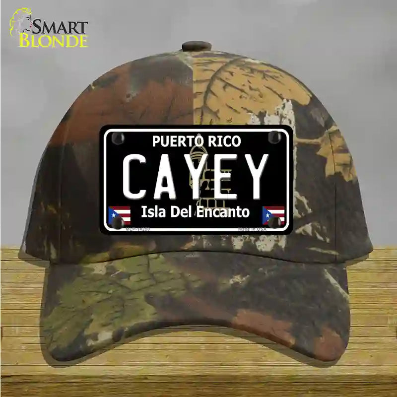 Cayey Puerto Rico Black Novelty License Plate Hat Cotton / Camoflauge