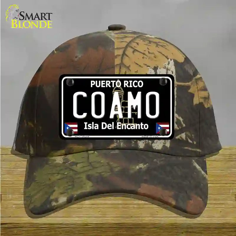 Coamo Puerto Rico Black Novelty License Plate Hat Cotton / Camoflauge